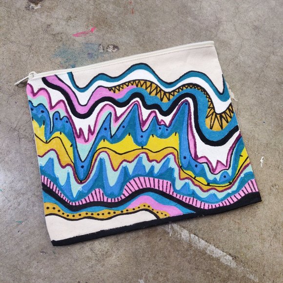 Rebecca Steen Art Handbags - Hand Painted Zip Top Clutch Purse
